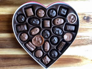 Av- heart shaped box of candy
