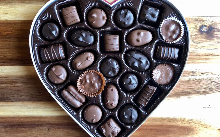 Av- heart shaped box of candy