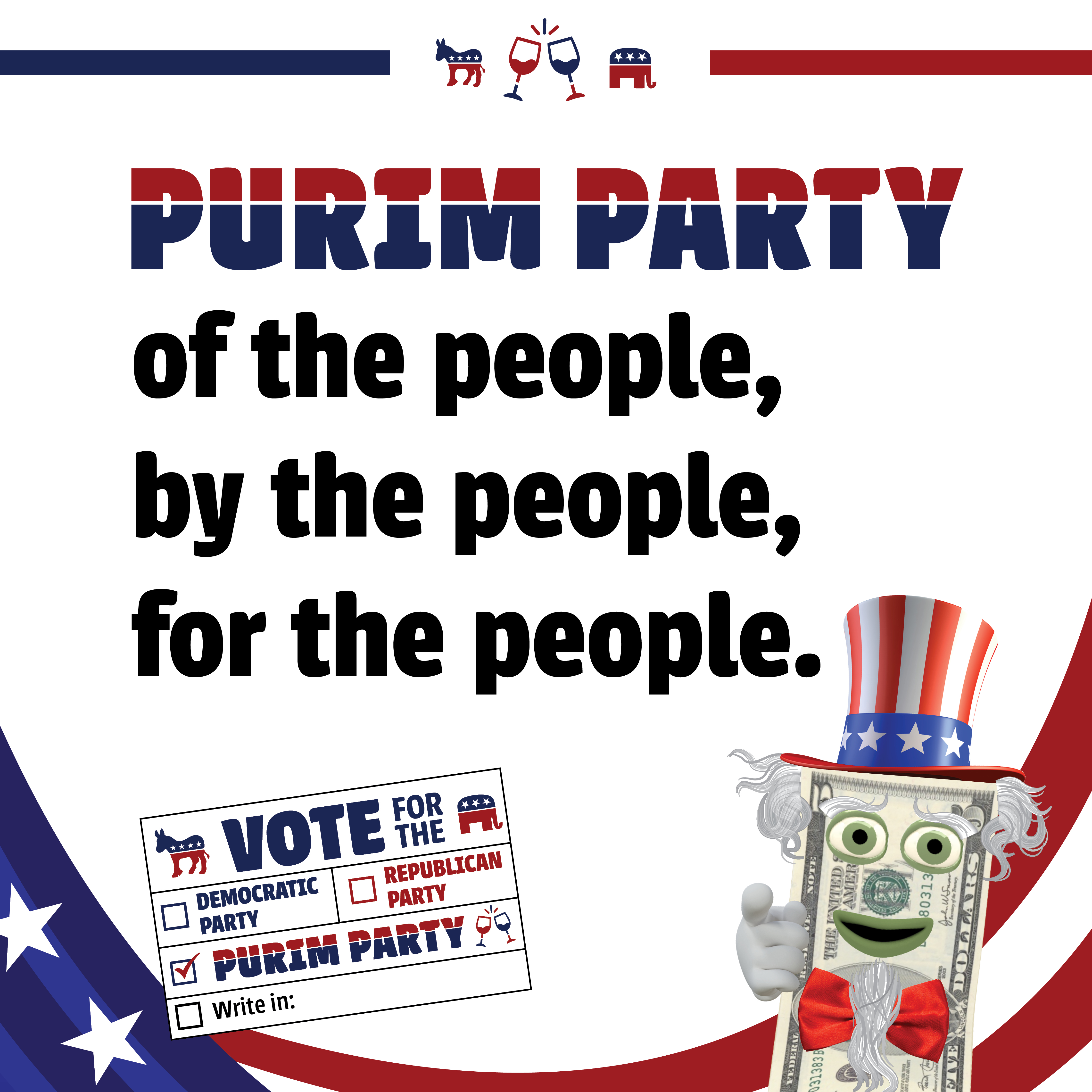 Purim Party: of the people, by the people, for the people.