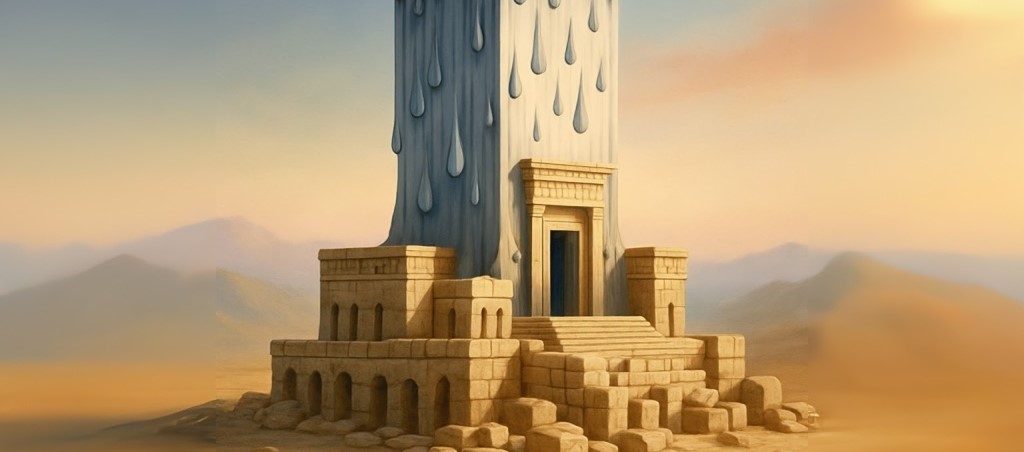 Tears transforming into bricks that rebuild the Beit Hamikdash, metaphor for yearning