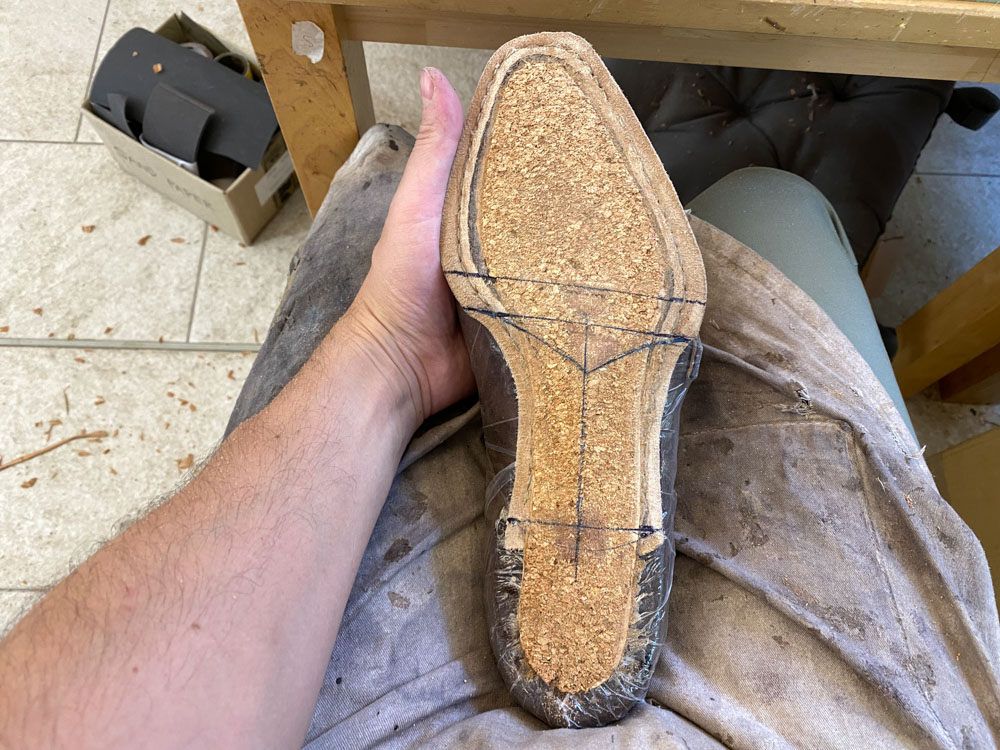 stitching a shoe