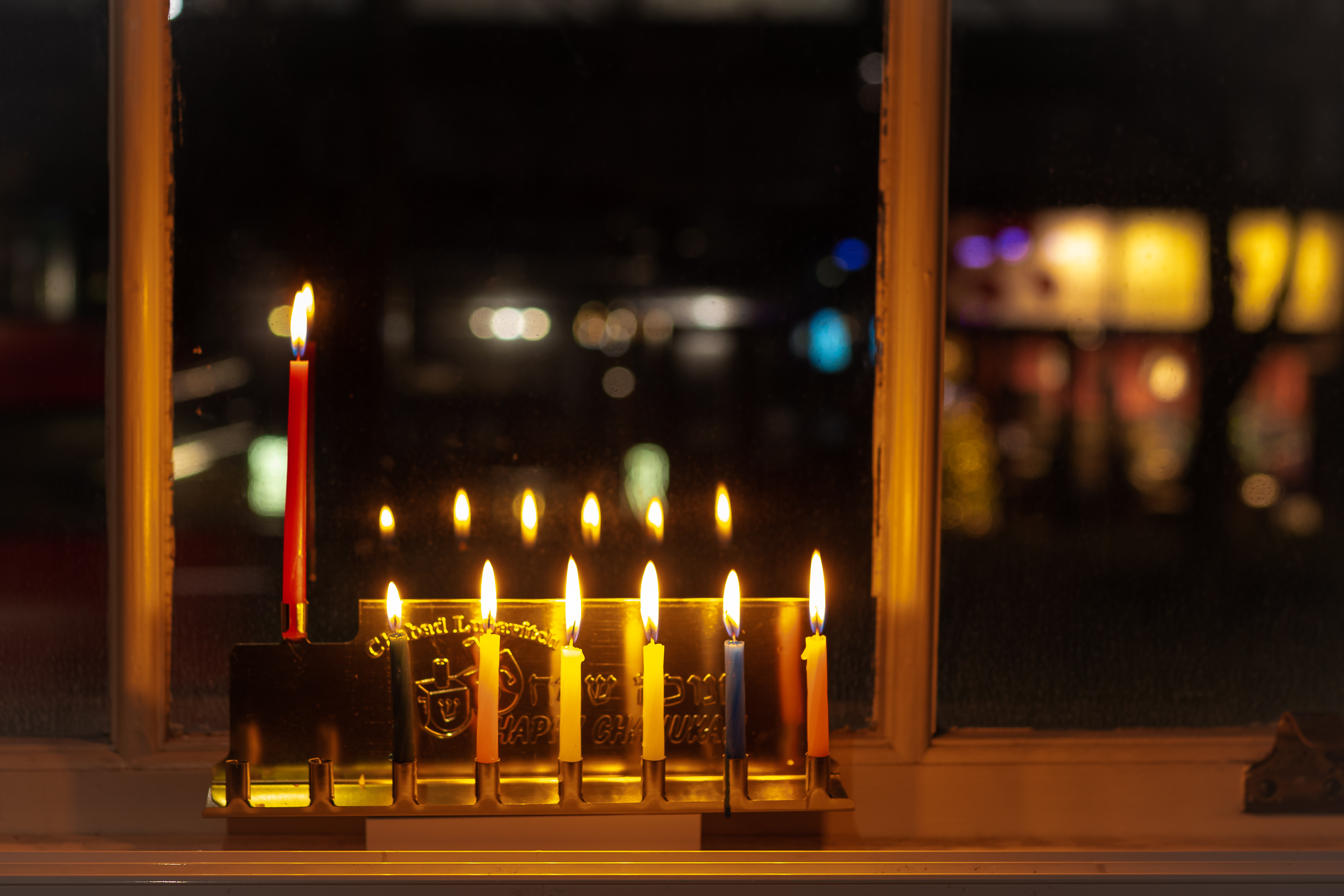Lighting the menorah