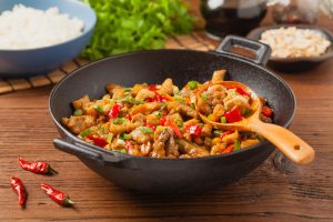 Chinese food in a wok