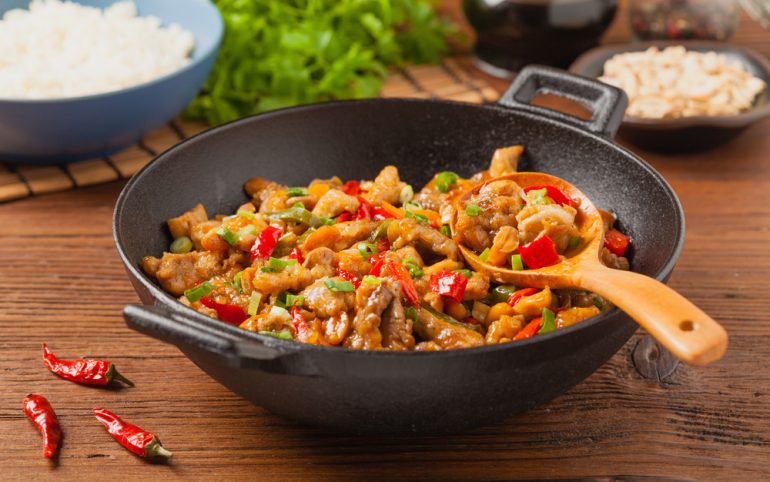 Chinese food in a wok