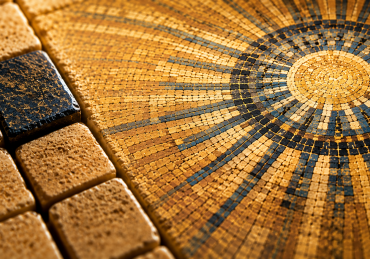 Illustration of the ketoret's lesson: a single dark tile within a beautiful mosaic, symbolizing how the chelbenah's flaw is outweighed by the goodness of the whole.