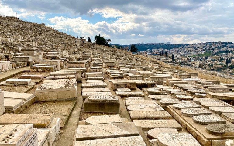 Har HaMenuchot cemetery in Jerusalem, reflecting ancient Jewish burial customs and traditions