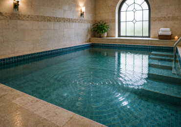 A tranquil mikveh symbolizes the significance of the number 40 in Judaism and spiritual renewal